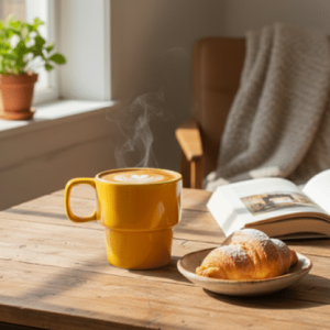 Aura Scallop Stackable Ceramic Cup Set of 2 - 120 ml