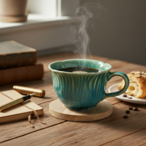 The Lotus Vessel Ceramic Coffee Mug Green Single 280 ml