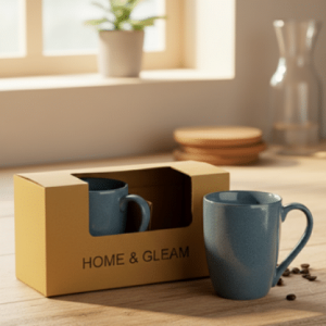 The Gleam Team Blue Ceramic coffee mug gift box set of 2  320 ml